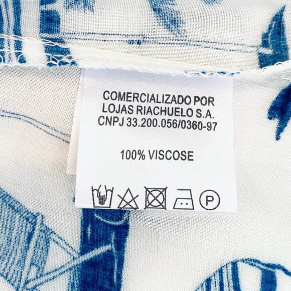 NWT Paulo Mariotti dress beach cover Womens Petite blue white midi button front - Picture 12 of 14